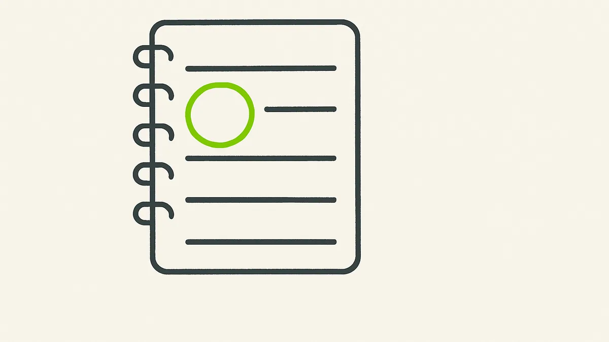 A weekly planner with one day circled in green and the rest left plain